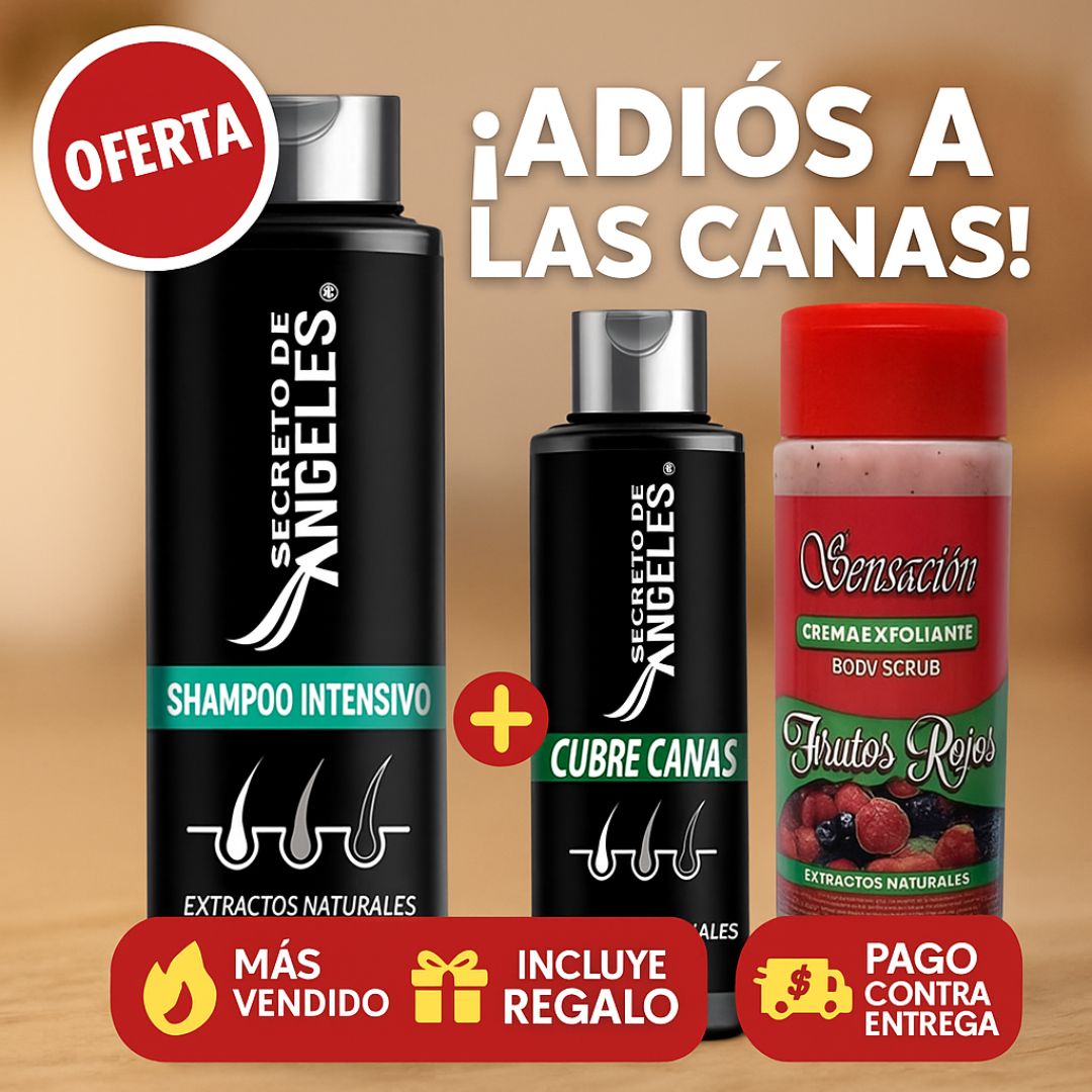 Shampoo Cubrecanas Secreto de Ángeles 250ml + Colágeno + Exfoliante GRATIS 🌟