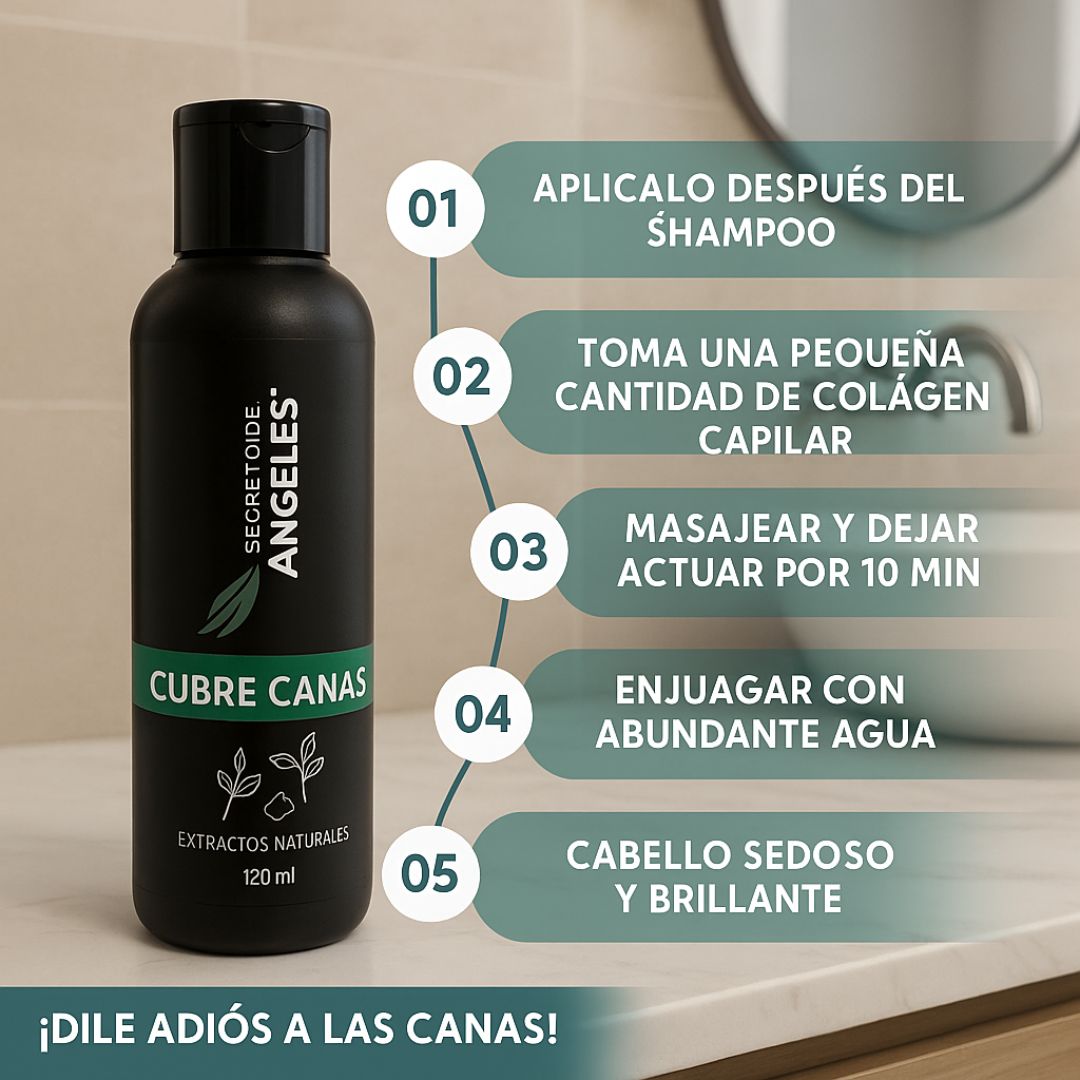 Shampoo Cubrecanas Secreto de Ángeles 250ml + Colágeno + Exfoliante GRATIS 🌟
