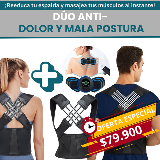 COMBO: Corrector postura + Mini masajeador eléctrico💪por solo $79.900”